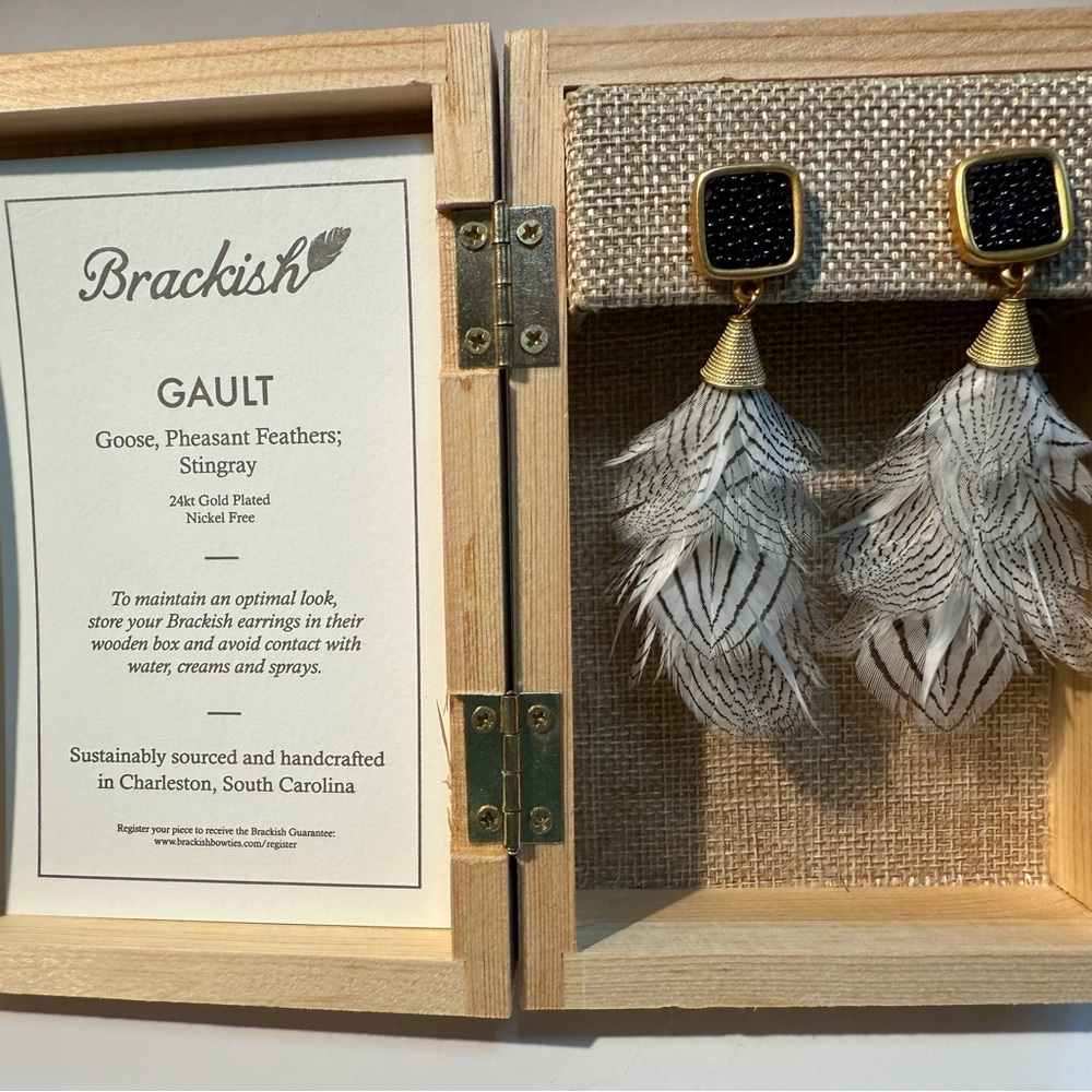 Brackish Goose, pheasant and stingray Earrings - Picture 5 of 8
